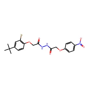 2-(2-bromo-4-tert-butylphenoxy)-N'-[(4-nitrophenoxy)acetyl]acetohydrazide structure