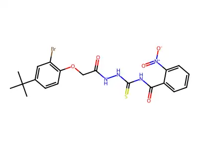 N-({2-[(2-bromo-4-tert-butylphenoxy)acetyl]hydrazino}carbonothioyl)-2-nitrobenzamide structure