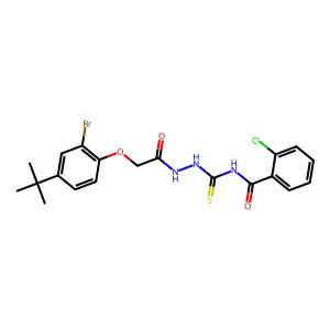 N-({2-[(2-bromo-4-tert-butylphenoxy)acetyl]hydrazino}carbonothioyl)-2-chlorobenzamide structure
