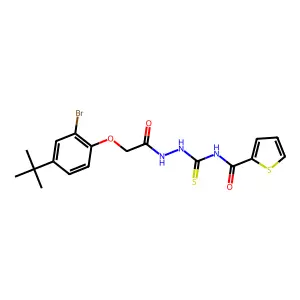 N-({2-[(2-bromo-4-tert-butylphenoxy)acetyl]hydrazino}carbonothioyl)-2-thiophenecarboxamide structure