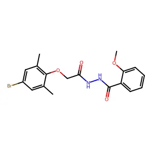 N'-[(4-bromo-2,6-dimethylphenoxy)acetyl]-2-methoxybenzohydrazide structure
