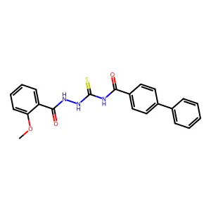 N-[[(2-methoxybenzoyl)amino]carbamothioyl]-4-phenylbenzamide structure