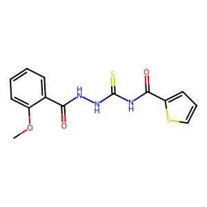 N-[[(2-methoxybenzoyl)amino]carbamothioyl]thiophene-2-carboxamide structure
