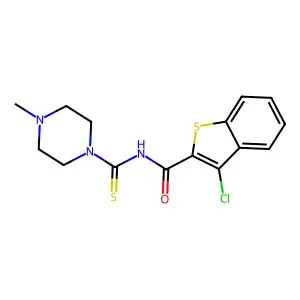 3-chloro-N-(4-methylpiperazine-1-carbothioyl)-1-benzothiophene-2-carboxamide structure