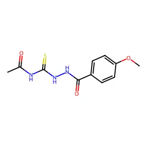 N-[[(4-methoxybenzoyl)amino]carbamothioyl]acetamide structure