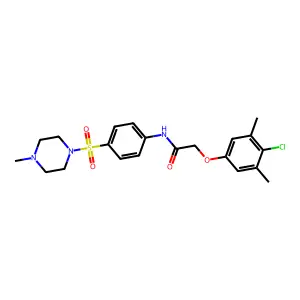 2-(4-chloro-3,5-dimethylphenoxy)-N-{4-[(4-methyl-1-piperazinyl)sulfonyl]phenyl}acetamide structure
