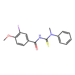 3-iodo-4-methoxy-N-[methyl(phenyl)carbamothioyl]benzamide structure