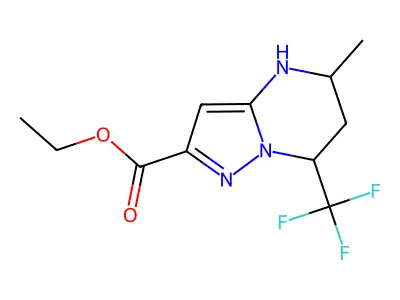 ethyl 5-methyl-7-(trifluoromethyl)-4,5,6,7-tetrahydropyrazolo[1,5-a]pyrimidine-2-carboxylate structure