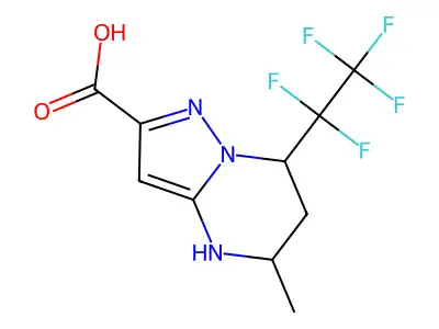 5-methyl-7-(pentafluoroethyl)-4,5,6,7-tetrahydropyrazolo[1,5-a]pyrimidine-2-carboxylic acid structure