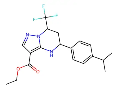 ethyl 5-(4-isopropylphenyl)-7-(trifluoromethyl)-4,5,6,7-tetrahydropyrazolo[1,5-a]pyrimidine-3-carboxylate structure