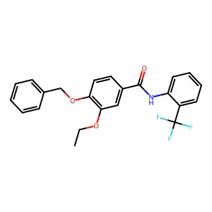 3-ethoxy-4-phenylmethoxy-N-[2-(trifluoromethyl)phenyl]benzamide structure