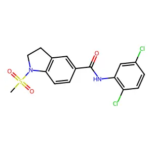 N-(2,5-dichlorophenyl)-1-methylsulfonyl-2,3-dihydroindole-5-carboxamide structure