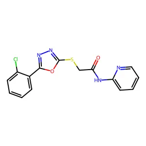 2-[[5-(2-chlorophenyl)-1,3,4-oxadiazol-2-yl]sulfanyl]-N-pyridin-2-ylacetamide structure