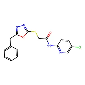 2-[(5-benzyl-1,3,4-oxadiazol-2-yl)sulfanyl]-N-(5-chloropyridin-2-yl)acetamide structure