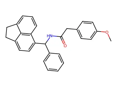 N-[1,2-dihydroacenaphthylen-5-yl(phenyl)methyl]-2-(4-methoxyphenyl)acetamide structure