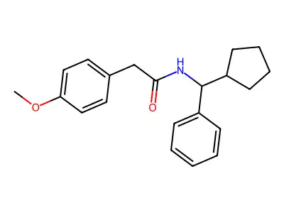 N-[cyclopentyl(phenyl)methyl]-2-(4-methoxyphenyl)acetamide structure