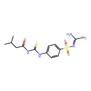 N-[[4-(diaminomethylideneamino)sulfonylphenyl]carbamothioyl]-3-methylbutanamide structure