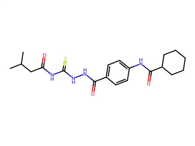 N-[4-[(3-methylbutanoylcarbamothioylamino)carbamoyl]phenyl]cyclohexanecarboxamide structure