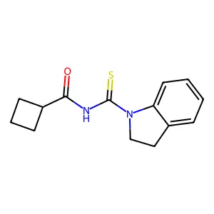 N-(2,3-dihydro-1H-indol-1-ylcarbonothioyl)cyclobutanecarboxamide structure