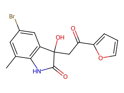 5-bromo-3-[2-(furan-2-yl)-2-oxoethyl]-3-hydroxy-7-methyl-1H-indol-2-one structure