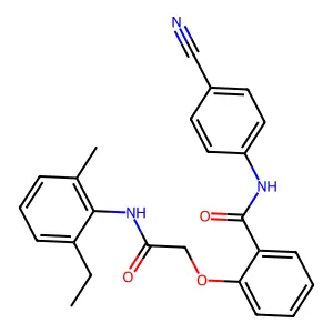 N-(4-cyanophenyl)-2-[2-(2-ethyl-6-methylanilino)-2-oxoethoxy]benzamide structure