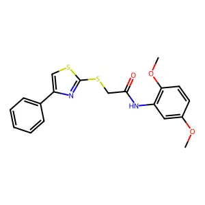N-(2,5-dimethoxyphenyl)-2-[(4-phenyl-1,3-thiazol-2-yl)sulfanyl]acetamide structure
