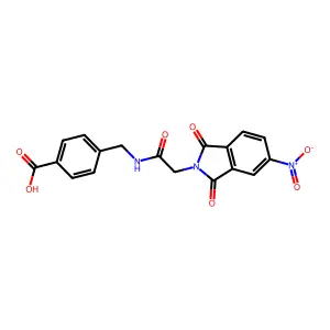 4-({[(5-nitro-1,3-dioxo-1,3-dihydro-2H-isoindol-2-yl)acetyl]amino}methyl)benzoic acid structure