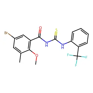 5-bromo-2-methoxy-3-methyl-N-[[2-(trifluoromethyl)phenyl]carbamothioyl]benzamide structure