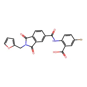 5-bromo-2-(2-(furan-2-ylmethyl)-1,3-dioxoisoindoline-5-carboxamido)benzoic acid structure