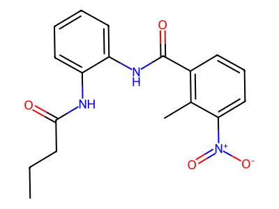 N-[2-(butanoylamino)phenyl]-2-methyl-3-nitrobenzamide structure