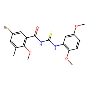 5-bromo-N-[(2,5-dimethoxyphenyl)carbamothioyl]-2-methoxy-3-methylbenzamide structure