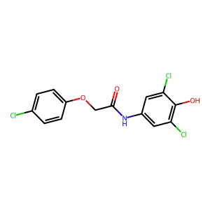 2-(4-chlorophenoxy)-N-(3,5-dichloro-4-hydroxyphenyl)acetamide structure