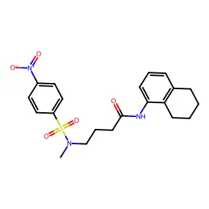 4-[methyl-(4-nitrophenyl)sulfonylamino]-N-(5,6,7,8-tetrahydronaphthalen-1-yl)butanamide structure