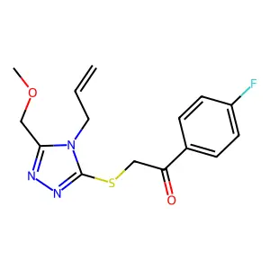 1-(4-fluorophenyl)-2-[[5-(methoxymethyl)-4-prop-2-enyl-1,2,4-triazol-3-yl]sulfanyl]ethanone structure