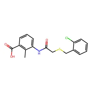 3-({[(2-Chlorobenzyl)sulfanyl]acetyl}amino)-2-methylbenzoic acid structure