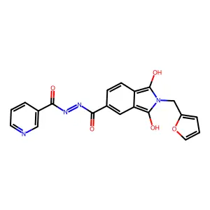 2-(furan-2-ylmethyl)-1,3-dioxo-N'-(pyridine-3-carbonyl)isoindole-5-carbohydrazide structure
