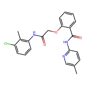 2-[2-(3-chloro-2-methylanilino)-2-oxoethoxy]-N-(5-methylpyridin-2-yl)benzamide structure