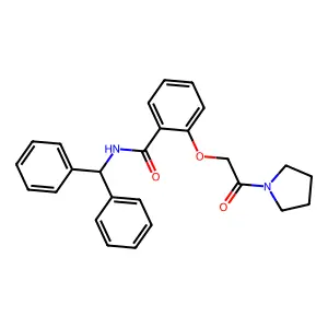 N-benzhydryl-2-(2-oxo-2-pyrrolidin-1-ylethoxy)benzamide structure