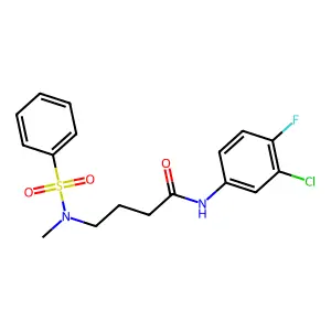 4-[benzenesulfonyl(methyl)amino]-N-(3-chloro-4-fluorophenyl)butanamide structure