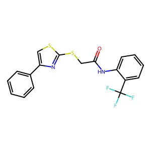 2-[(4-phenyl-1,3-thiazol-2-yl)sulfanyl]-N-[2-(trifluoromethyl)phenyl]acetamide structure