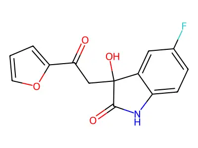 5-fluoro-3-[2-(furan-2-yl)-2-oxoethyl]-3-hydroxy-1H-indol-2-one structure