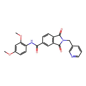 N-(2,4-dimethoxyphenyl)-1,3-dioxo-2-(3-pyridinylmethyl)-5-isoindolinecarboxamide structure