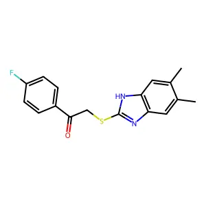 2-[(5,6-dimethyl-1H-benzimidazol-2-yl)sulfanyl]-1-(4-fluorophenyl)ethanone structure