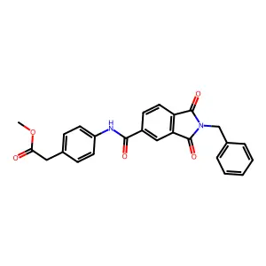 methyl 2-(4-(2-benzyl-1,3-dioxoisoindoline-5-carboxamido)phenyl)acetate structure