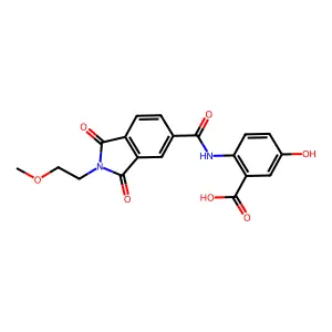 5-hydroxy-2-(2-(2-methoxyethyl)-1,3-dioxoisoindoline-5-carboxamido)benzoic acid structure