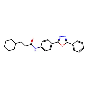 3-cyclohexyl-N-[4-(5-phenyl-1,3,4-oxadiazol-2-yl)phenyl]propanamide structure