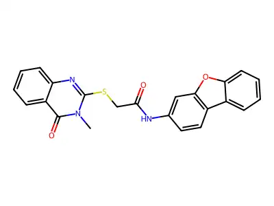 N-dibenzofuran-3-yl-2-(3-methyl-4-oxoquinazolin-2-yl)sulfanylacetamide structure