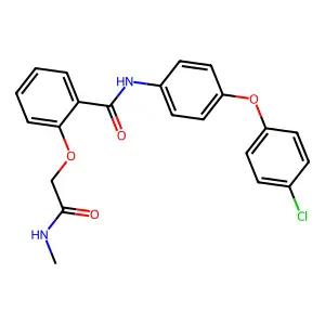 N-[4-(4-chlorophenoxy)phenyl]-2-[2-(methylamino)-2-oxoethoxy]benzamide structure