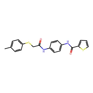N-[4-[[2-(4-methylphenyl)sulfanylacetyl]amino]phenyl]thiophene-2-carboxamide structure