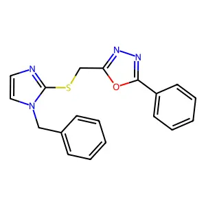 2-[(1-Benzylimidazol-2-yl)sulfanylmethyl]-5-phenyl-1,3,4-oxadiazole structure